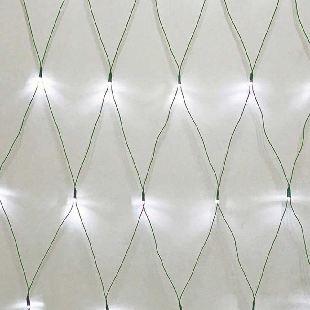 Světelná síť 240 LED studená bílá 3 x 3 m zelený kabel