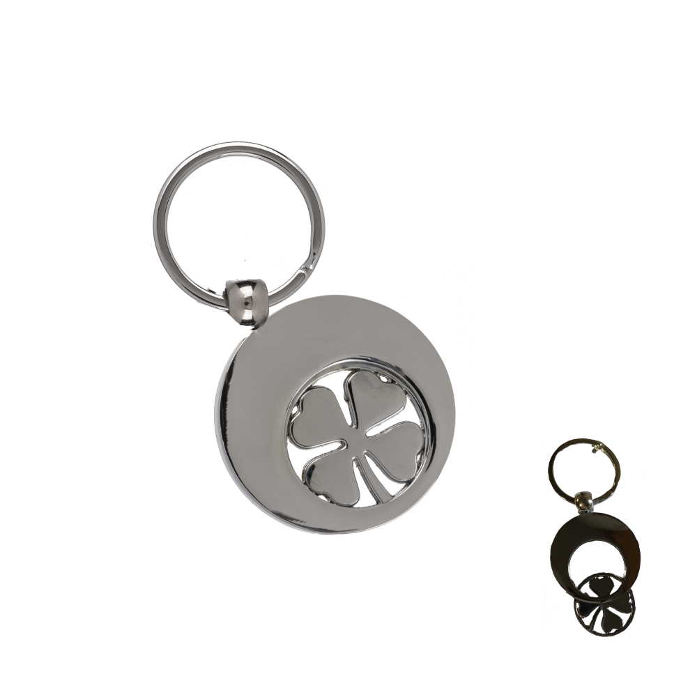 Přívěšek na klíče čip žeton do nákupního vozíku čtyřlístek