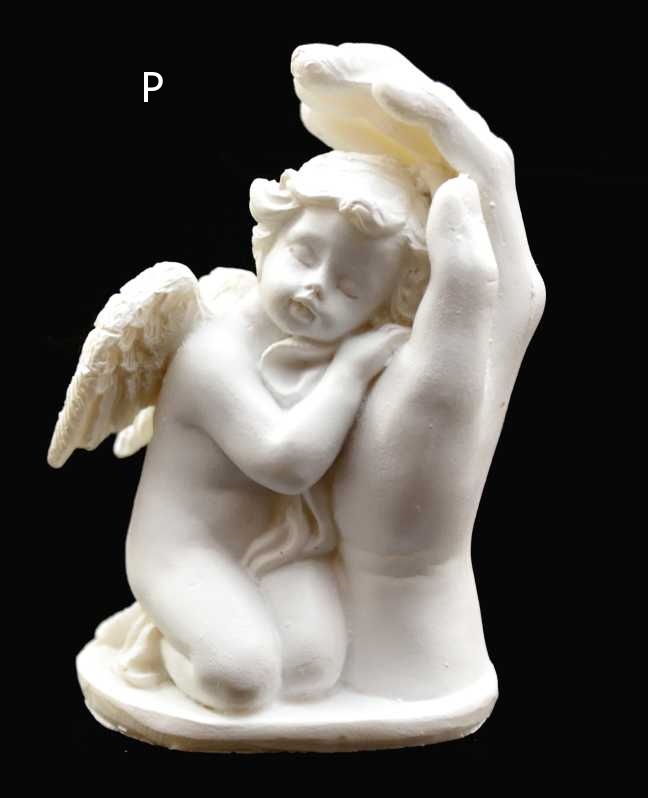 Andělíček v dlani pravý 8,5 x 5,5 x 4 cm bílý polyresin